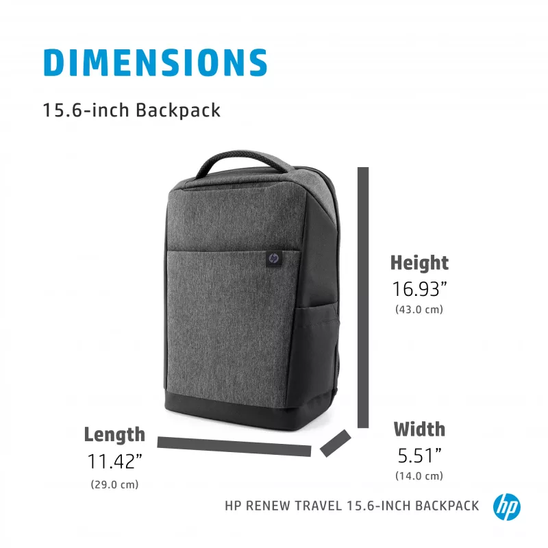 HP Renew Travel 15.6 collu mugursoma, Mugursoma, 650 g