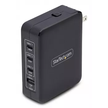 StarTech.com 140 W USB-C sienas lādētājs, 3x USB-C/1x USB-A, PD 3.1 starptautiskais GaN strāvas adapteris MacBook/Dell XPS/Inspiron