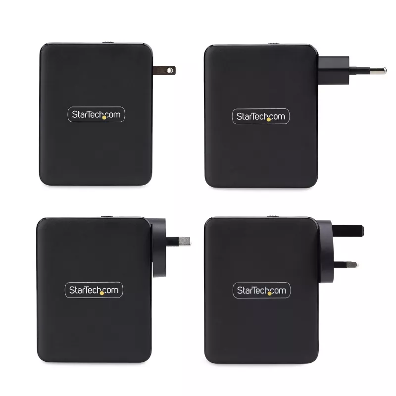 StarTech.com 140 W USB-C sienas lādētājs, 3x USB-C/1x USB-A, PD 3.1 starptautiskais GaN strāvas adapteris MacBook/Dell XPS/Inspiron