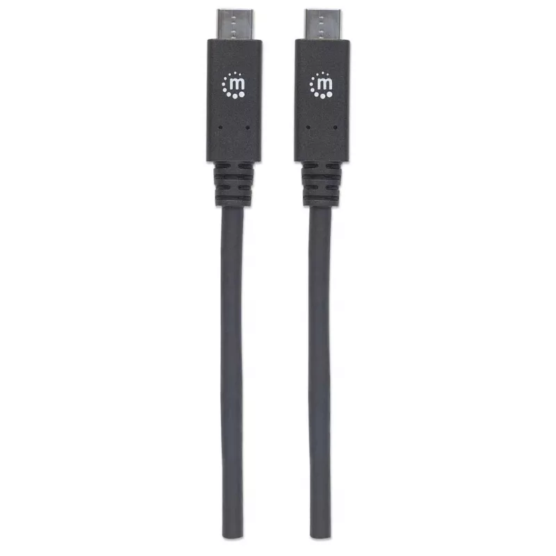 USB-C kabelis Manhattan USB31C5C1M 1m vīrietis-vīrietis melns