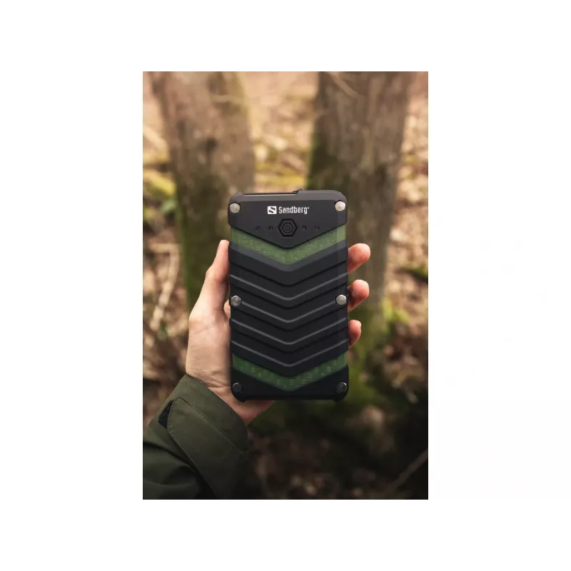 Sandberg Survivor Powerbank 20000, 20000 mAh, litija jonu (Li-Ion), melna, zaļa