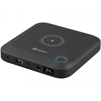 Sandberg All-in1 klēpjdatora ārējais akumulators 24000, 24000 mAh, Quick Charge 2.0, bezvadu uzlāde, melns