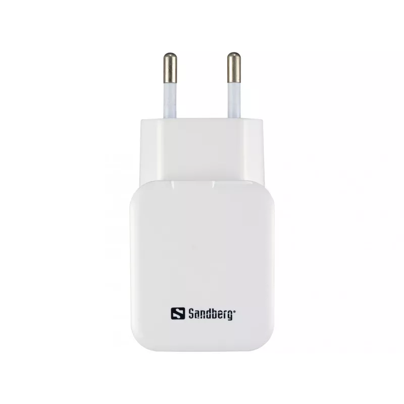 Sandberg maiņstrāvas lādētājs Dual USB 2.4+1A ES, iekštelpu, maiņstrāva, USB, 5 V, melns, balts