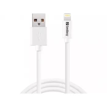 Sandberg USB-A uz Lightning MFI 1M, 1 m, Lightning, USB A, balts, taisns, taisns