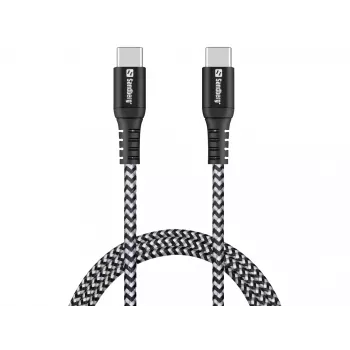 Sandberg Survivor USB-C kabelis 1 m 100 W, 1 m, USB C, USB C, USB 2.0, melns, pelēks