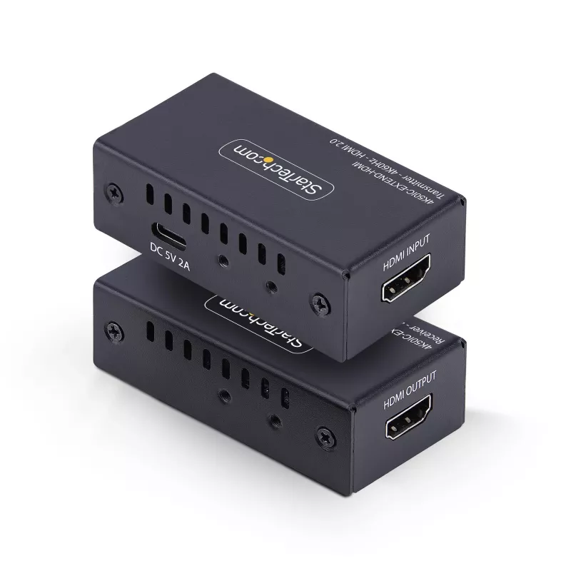 StarTech.com HDMI pagarinātājs pa CAT5e/CAT6, 4K 60Hz, līdz 60 m (200 pēdām), raidītāja un uztvērēja komplekts, barošana pa kabeli, kompakts formas faktors
