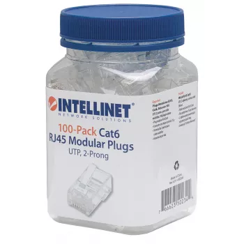 Intellinet RJ45 Modulārie Spraudņi, Cat6, UTP, 2-zaru, vītajam vadam, 15 µ apzeltīti kontakti, 100 gab. iepakojumā