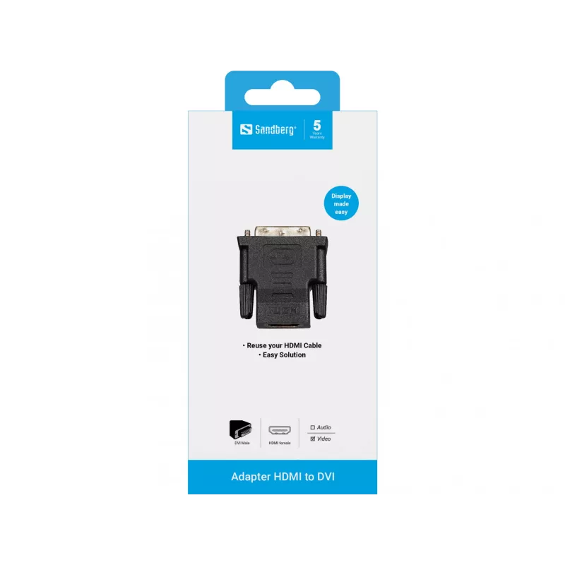 Sandberg adapteris DVI-M - HDMI-F, DVI, HDMI, melns