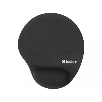 Sandberg Memory Foam pelepad Round, melna, vienkrāsaina, atmiņu putas, plaukstas balsts, neslīdoša pamatne