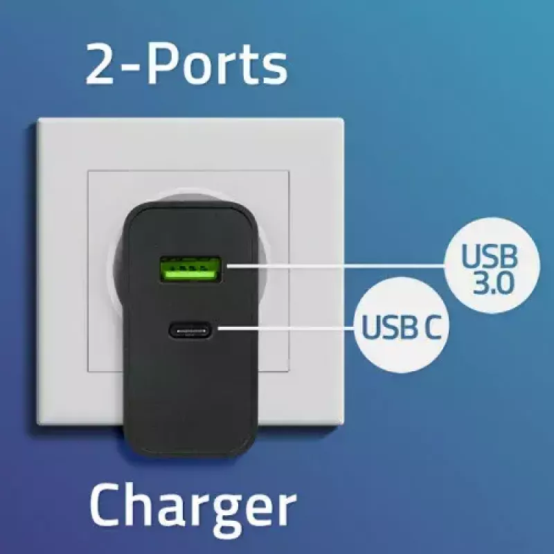 Lādētājs Qoltec 52378 Iekštelpu AC ātrā uzlāde 3A USB Type-C Melns