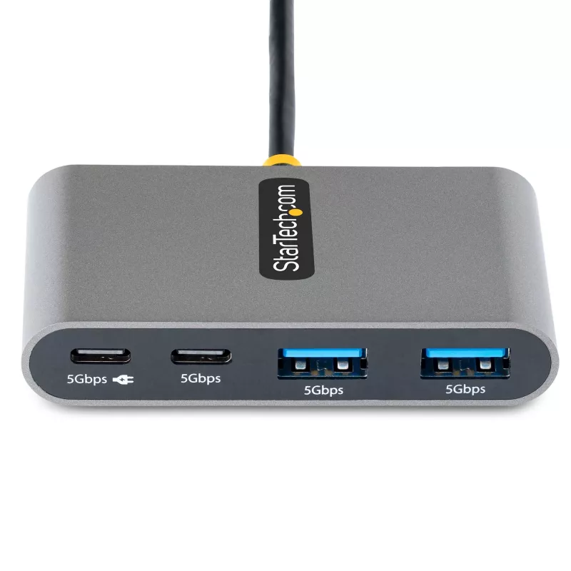 StarTech.com 4 portu USB-C centrmezgls ar 100 W jaudas padeves caurlaidi — 2x USB-A + 2x USB-C — USB 3.0 5 Gbps — 1 pēdu (30 cm) garš kabelis — pārnēsājams USB Type-C uz USB-A/C centrmezgls