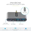 StarTech.com 4 portu USB-C centrmezgls ar 100 W jaudas padeves caurlaidi — 2x USB-A + 2x USB-C — USB 3.0 5 Gbps — 1 pēdu (30 cm) garš kabelis — pārnēsājams USB Type-C uz USB-A/C centrmezgls