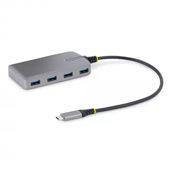 StarTech.com 4 portu USB-C centrmezgls - 5Gbps - ar kopnes barošanu - USB C uz 4x USB-A centrmezgls ar izvēles papildu strāvas ieeju - pārnēsājams galddatoru/klēpjdatoru USB centrmezgls - 1 pēda (30 cm) kabelis - USB paplašināšanas centrmezgls
