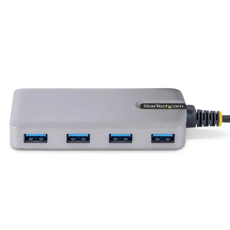 StarTech.com 4 portu USB-C centrmezgls - 5Gbps - ar kopnes barošanu - USB C uz 4x USB-A centrmezgls ar izvēles papildu strāvas ieeju - pārnēsājams galddatoru/klēpjdatoru USB centrmezgls - 1 pēda (30 cm) kabelis - USB paplašināšanas centrmezgls
