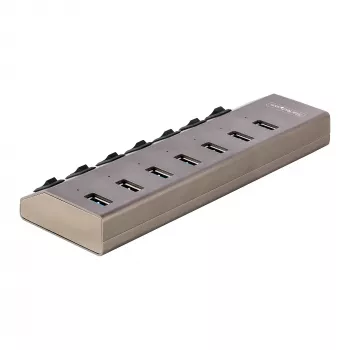 StarTech.com 7 portu pašbarojošs USB-C centrmezgls ar individuāliem ieslēgšanas/izslēgšanas slēdžiem, USB 3.0 5 Gbps paplašināšanas centrmezgls ar barošanas bloku, galddatoru/klēpjdatoru USB-C uz USB-A centrmezgls, USB Type-C centrmezgls ar BC 1.2