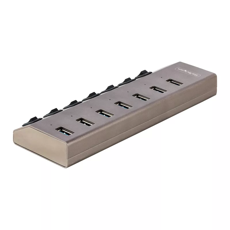 StarTech.com 7 portu pašbarojošs USB-C centrmezgls ar individuāliem ieslēgšanas/izslēgšanas slēdžiem, USB 3.0 5 Gbps paplašināšanas centrmezgls ar barošanas bloku, galddatoru/klēpjdatoru USB-C uz USB-A centrmezgls, USB Type-C centrmezgls ar BC 1.2