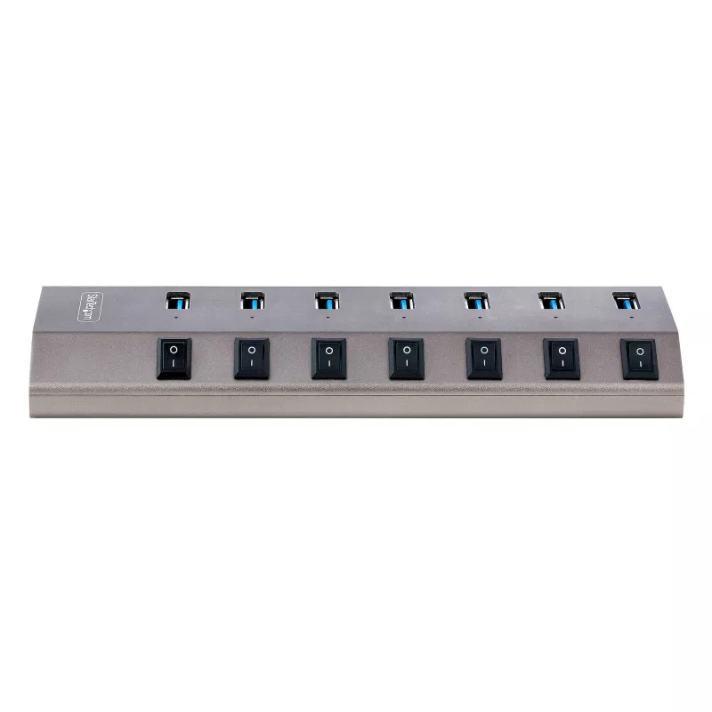 StarTech.com 7 portu pašbarojošs USB-C centrmezgls ar individuāliem ieslēgšanas/izslēgšanas slēdžiem, USB 3.0 5 Gbps paplašināšanas centrmezgls ar barošanas bloku, galddatoru/klēpjdatoru USB-C uz USB-A centrmezgls, USB Type-C centrmezgls ar BC 1.2
