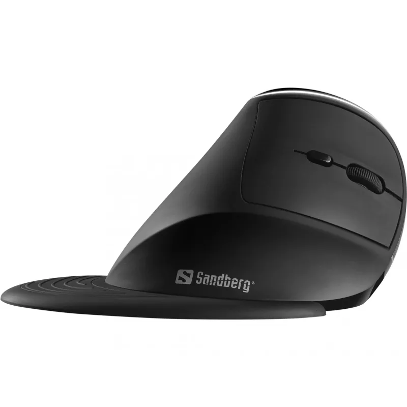 Sandberg Wireless Vertical pele Pro, labā roka, vertikāls dizains, optiska, RF bezvadu, 1600 DPI, melns