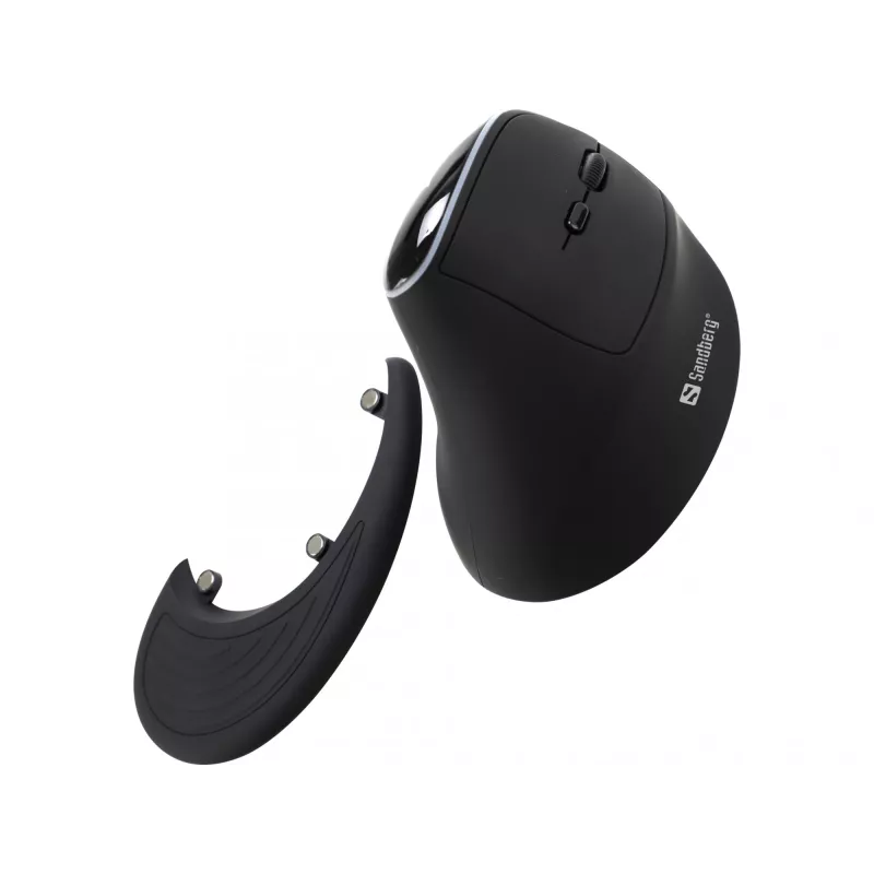 Sandberg Wireless Vertical pele Pro, labā roka, vertikāls dizains, optiska, RF bezvadu, 1600 DPI, melns