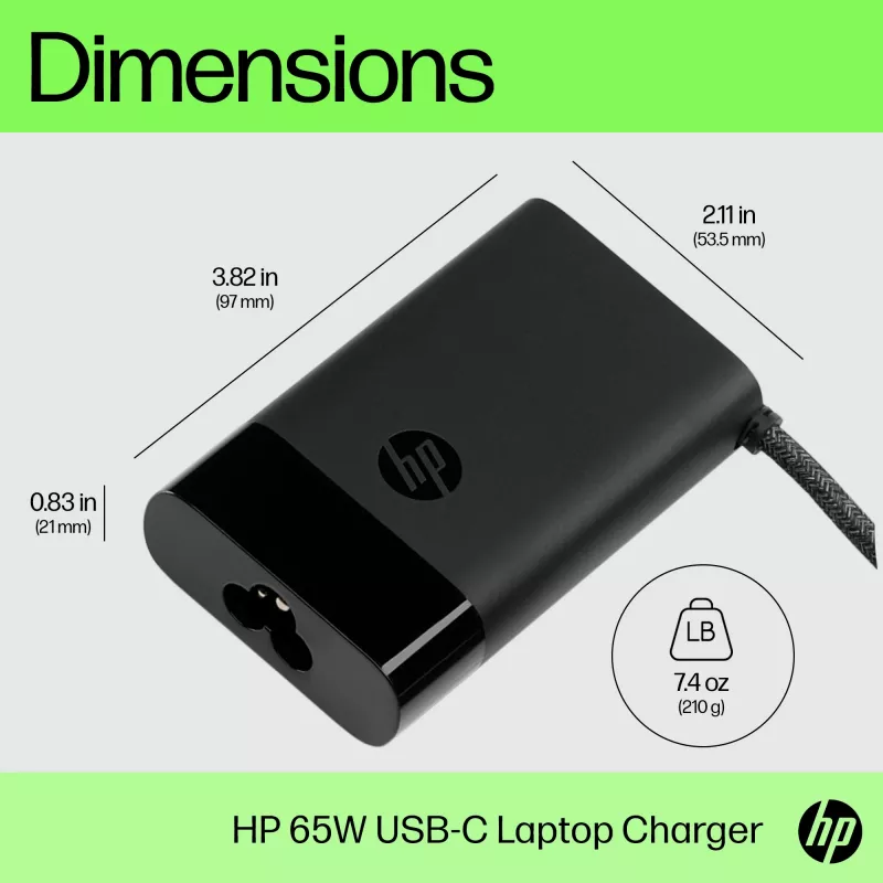 HP USB-C 65 W klēpjdatora lādētājs, Klēpjdators, Iekštelpām, 90 V, 47–63 Hz, 65 W, 5–20 V