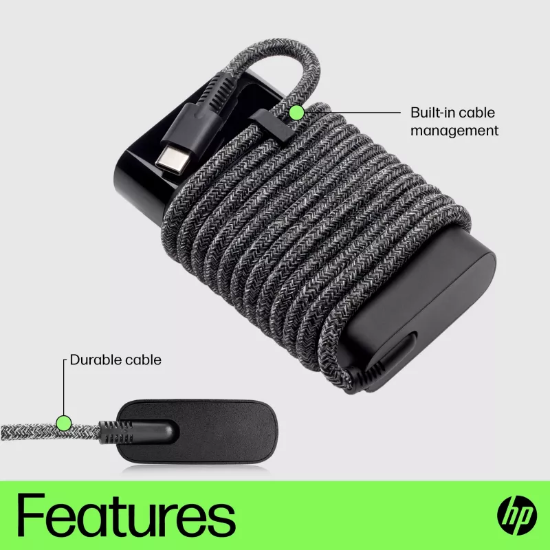 HP USB-C 65 W klēpjdatora lādētājs, Klēpjdators, Iekštelpām, 90 V, 47–63 Hz, 65 W, 5–20 V