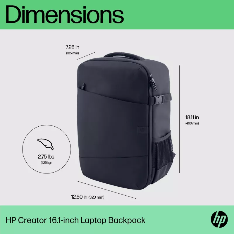 HP Creator 16.1 collu klēpjdatora mugursoma, Mugursoma, 1.25 kg