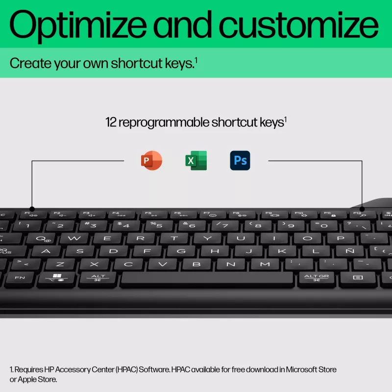 HP 460 Multi-Device Bluetooth tastatūra, pilna izmēra (100%), bezvadu, Bluetooth, mehāniska, melna