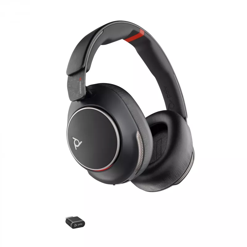 HP Poly Voyager Surround 85 UC USB-C austiņas + USB-C/A adapteris + uzlādes statīvs