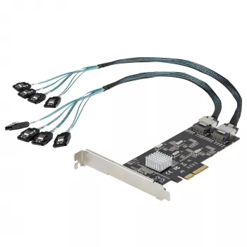 StarTech.com 8 Portu SATA PCIe karte - PCI Express 6Gbps SATA paplašināšanas adaptera karte ar 4 resurskontrolleriem - SATA PCIe kontrollera karte - PCI-e x4 Gen 2 uz SATA III - SATA HDD/SSD