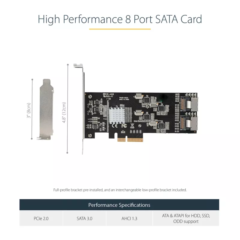 StarTech.com 8 Portu SATA PCIe karte - PCI Express 6Gbps SATA paplašināšanas adaptera karte ar 4 resurskontrolleriem - SATA PCIe kontrollera karte - PCI-e x4 Gen 2 uz SATA III - SATA HDD/SSD