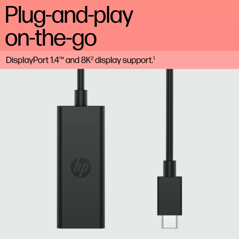 HP USB-C–DisplayPort adapteris G2, 0,12 m, DisplayPort, USB Type-C, sieviešu, vīriešu, 7680 x 4320 pikseļi