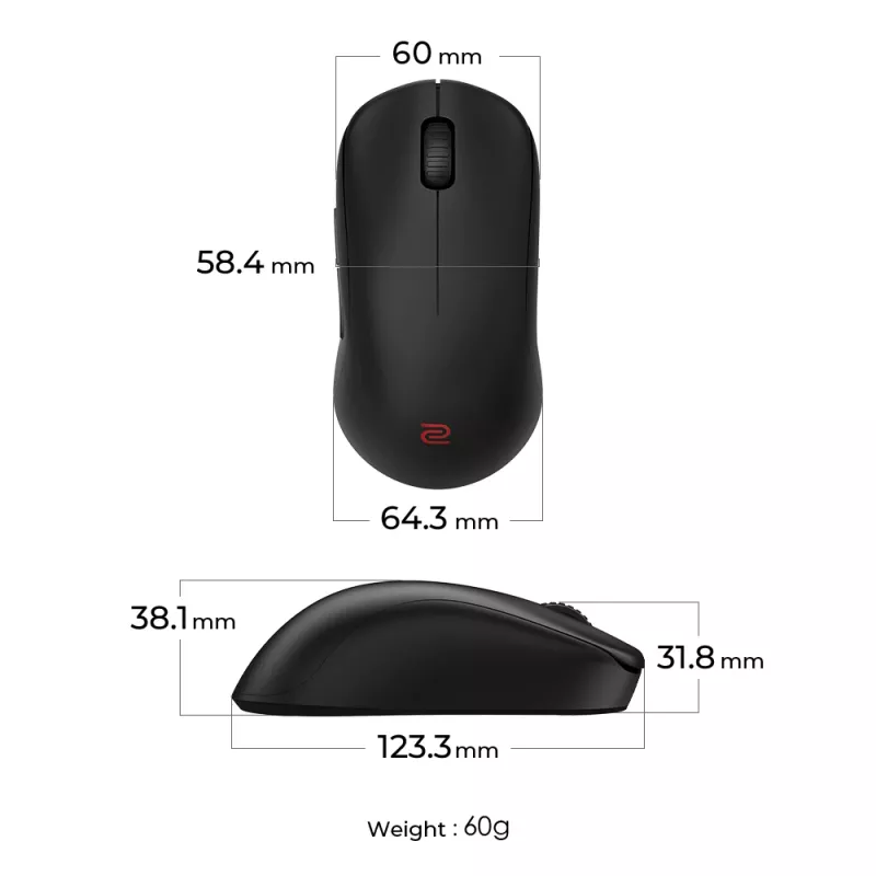 ZOWIE U2-DW pele Spēlēm Labroču RF Bezvadu 3200 DPI