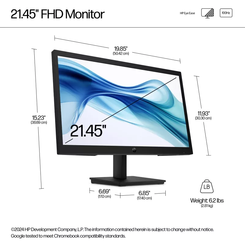 HP Series 3 Pro 21.45 collu FHD monitors - 322pv, 54,5 cm (21,4 colli), 1920 x 1080 pikseļi, Full HD, LCD, 5 ms, Melns