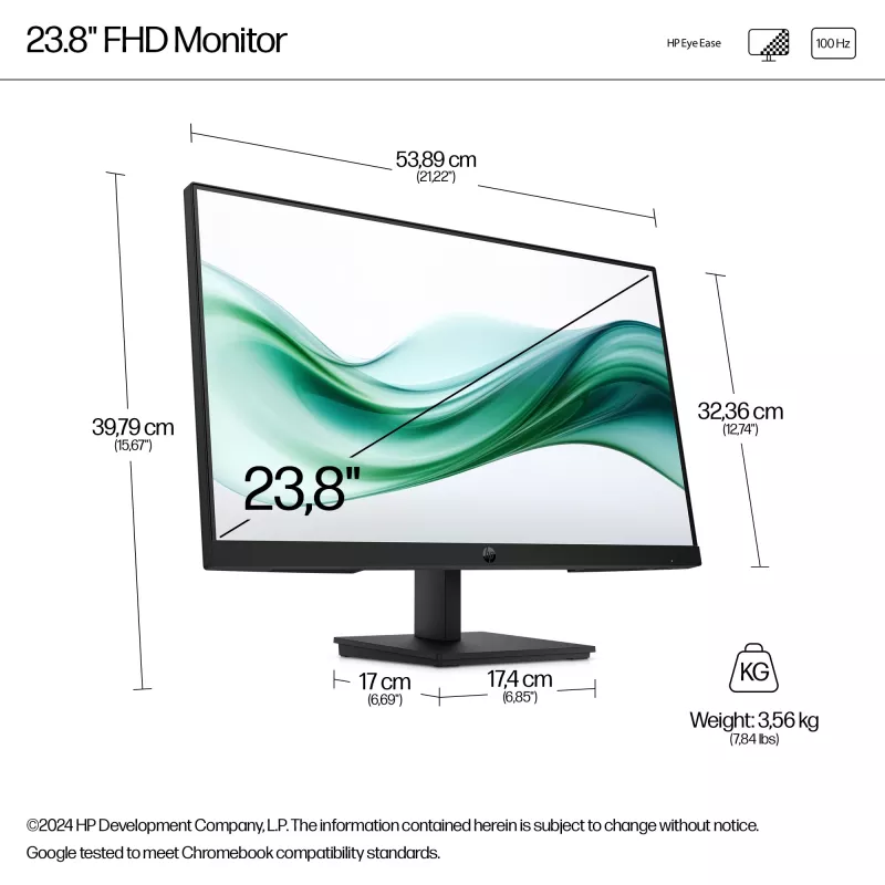 HP Series 3 Pro 23,8 collu FHD monitors - 324pv, 60,5 cm (23,8 colli), 1920 x 1080 pikseļi, Full HD, LCD, 5 ms, Melns