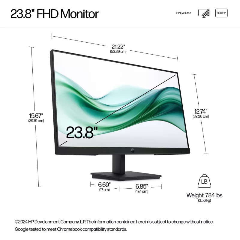 HP Series 3 Pro 23,8 collu FHD monitors - 324pv, 60,5 cm (23,8 colli), 1920 x 1080 pikseļi, Full HD, LCD, 5 ms, Melns