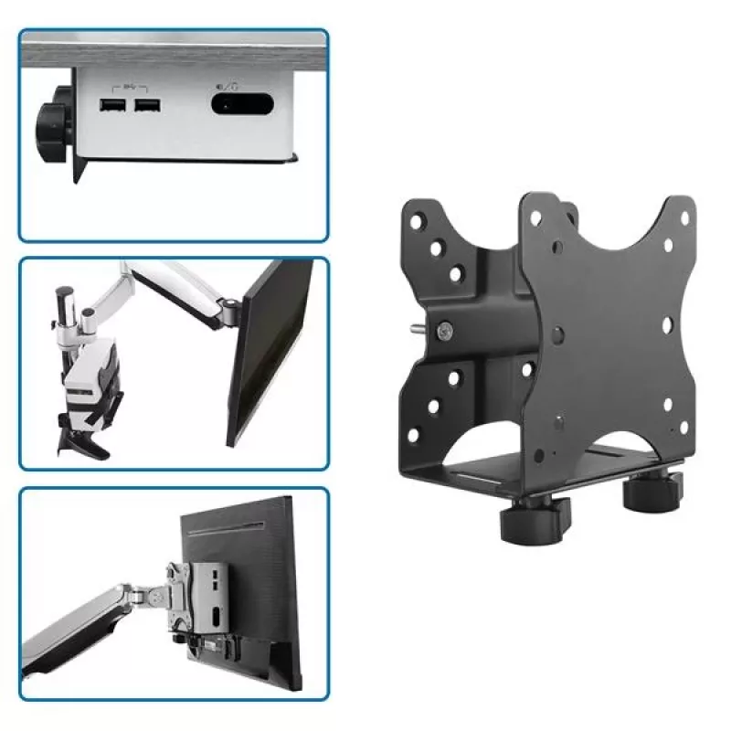 StarTech.com Thin Client Mount - VESA stiprinājuma kronšteins, monitora statīvā montējams CPU turētājs, mazo galddatoru, 5 kg, 75 x 75, 100 x 100 mm, melns, plastmasa, tērauds