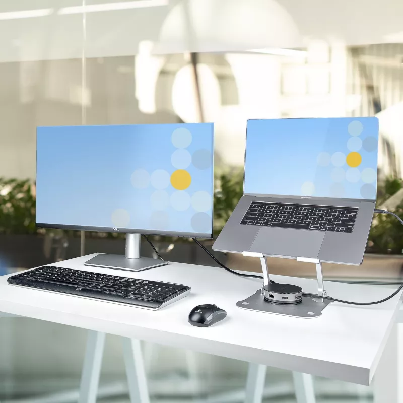 StarTech.com portatīvā datora statīvs galdam, ergonomisks portatīvā datora statīvs ar regulējamu augstumu, alumīnija, pārnēsājams, iztur līdz 10 kg, salokāms portatīvā datora turētājs galdam – slīps piezīmjdatora pacēlājs/pacēlājs