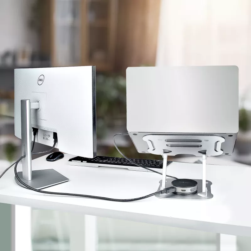 StarTech.com portatīvā datora statīvs galdam, ergonomisks portatīvā datora statīvs ar regulējamu augstumu, alumīnija, pārnēsājams, iztur līdz 10 kg, salokāms portatīvā datora turētājs galdam – slīps piezīmjdatora pacēlājs/pacēlājs