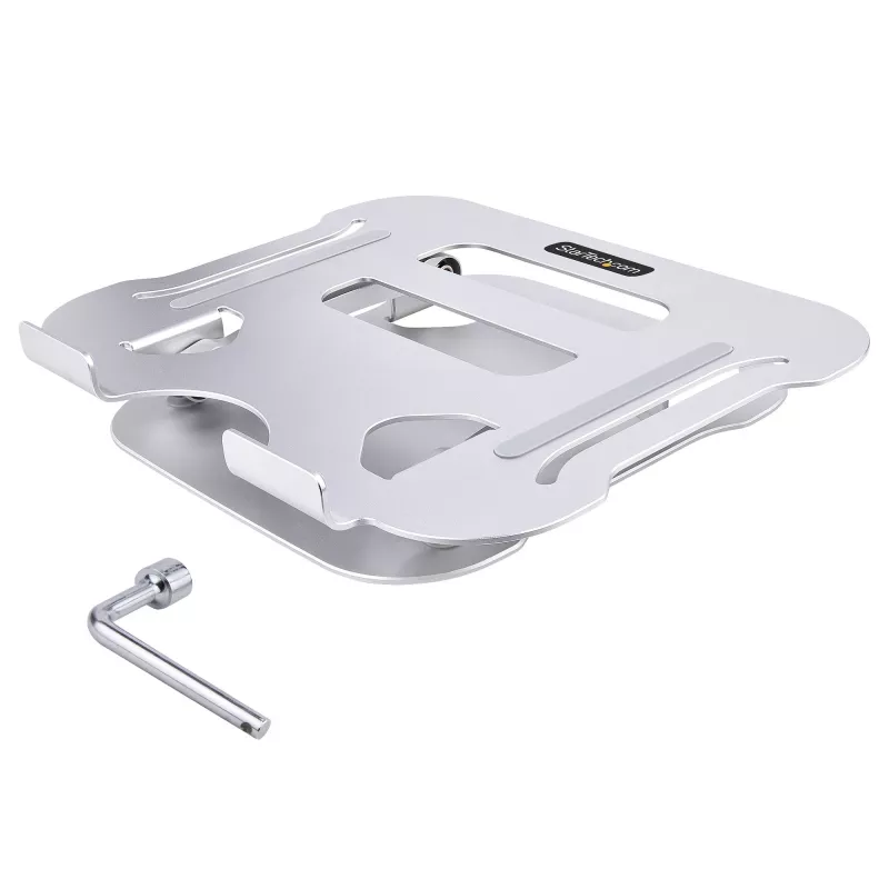StarTech.com portatīvā datora statīvs galdam, ergonomisks portatīvā datora statīvs ar regulējamu augstumu, alumīnija, pārnēsājams, iztur līdz 10 kg, salokāms portatīvā datora turētājs galdam – slīps piezīmjdatora pacēlājs/pacēlājs