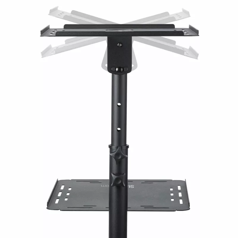 StarTech.com Mobile Projector and Laptop Stand/Cart - Heavy Duty Portable Projector Stand (2 Shelves, hold 22lb/10kg each) - Height Adjustable Rolling Presentation Cart w/Lockable Wheels