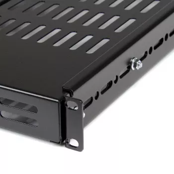 StarTech.com 1U regulējams ventilējams serveru statīva montāžas plaukts – 175 mārciņas – 19,5 līdz 38 collu regulējams montāžas dziļums, universāla paplāte 19 collu AV/tīkla aprīkojuma statīvam – 27,5 collu dziļums