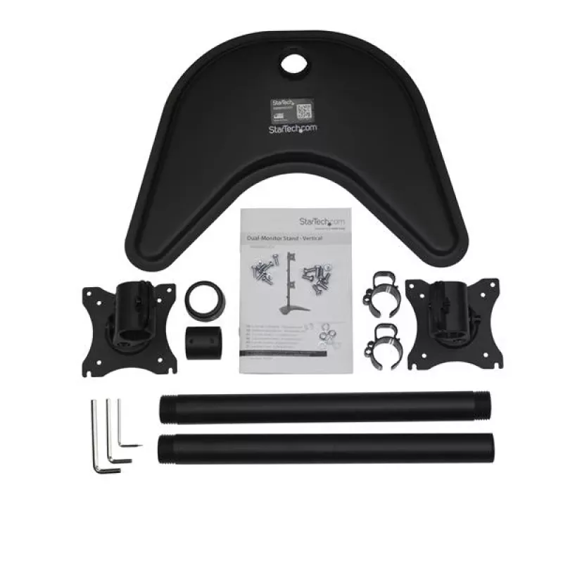 StarTech.com Divu monitoru statīvs - vertikāls, brīvi stāvošs, 10 kg, 33 cm (13 collas), 68.6 cm (27 collas), 100 x 100 mm, Melns