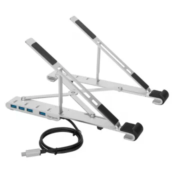 Targus AWU100205GL portatīvā datora statīvs ar 4 portu USB centrmezglu, 25,4–39,6 cm (10–15,6 collas), sudraba krāsā