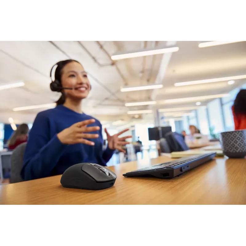 HP 700 uzlādējama bezvadu pele, piemērota abām rokām, RF bezvadu + Bluetooth, 6000 DPI, melna
