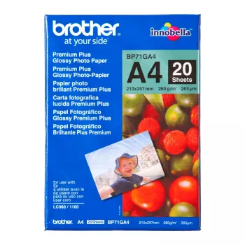 Brother A4 glancēts papīrs, 260 g/m², A4, zils, sarkans, 20 loksnes, 265 µm, 100 gadi