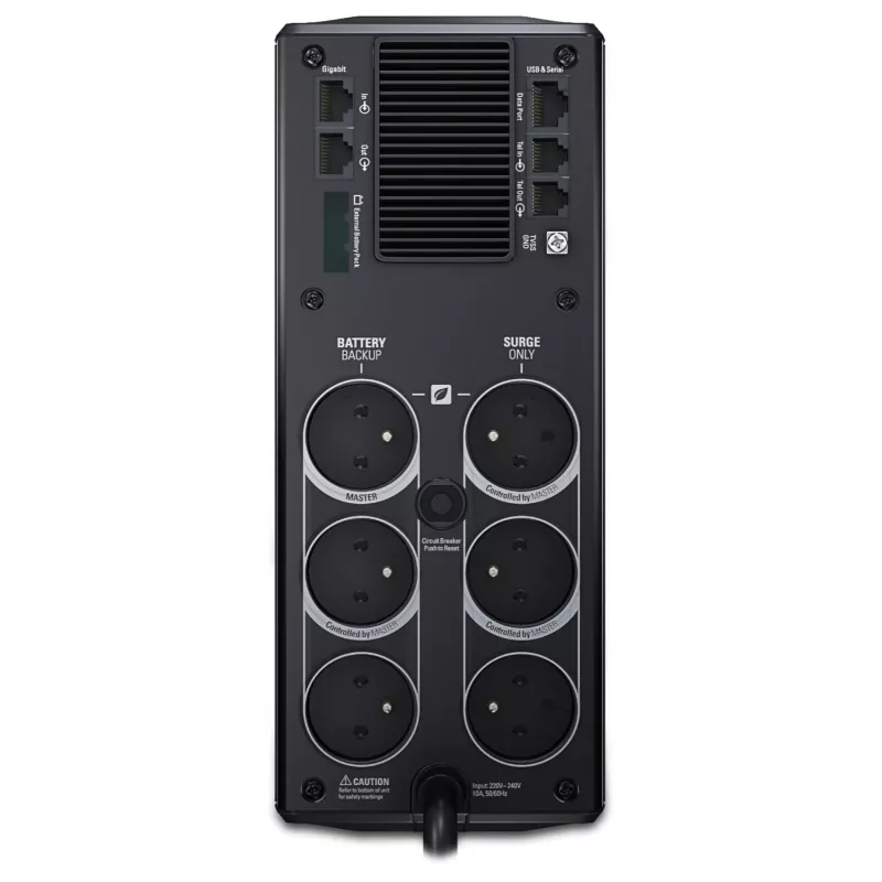 APC Power Saving Back-UPS RS 1500 230V CEE 7/5, Line-interaktīvs, 1.5 kVA, 865 W, 445 J, Tips E / F, Hermētisks svina skābes akumulators (VRLA)