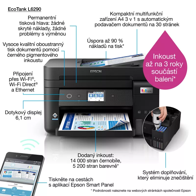 Epson EcoTank L6290 tintes printeris A4 4800 x 1200 DPI 33 lpp./min Wi-Fi