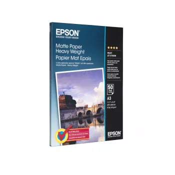 Epson matētais papīrs, liela svara, DIN A3, 167 g/m², 50 loksnes, tintes drukāšana, A3 (297x420 mm), matēts, 50 loksnes, 167 g/m², balts