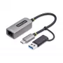 StarTech.com USB-C uz Ethernet adapteris ar USB-A pieslēgumu, 10/100/1000 Mb/s, USB 3.0 uz Gigabit Ethernet tīkla adapteris, 15 cm pievienots kabelis, USB GbE adapteris
