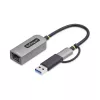 StarTech.com USB-C uz Ethernet adapteris ar USB-A pieslēgumu, 10/100/1000 Mb/s, USB 3.0 uz Gigabit Ethernet tīkla adapteris, 15 cm pievienots kabelis, USB GbE adapteris